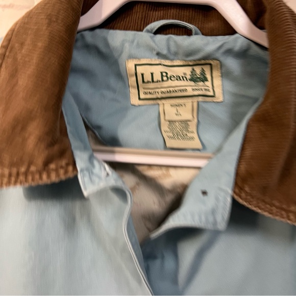 Vintage LL Bean Women Large Light Blue Barn Work Coat Jacket Corduroy Collar - Picture 12 of 13